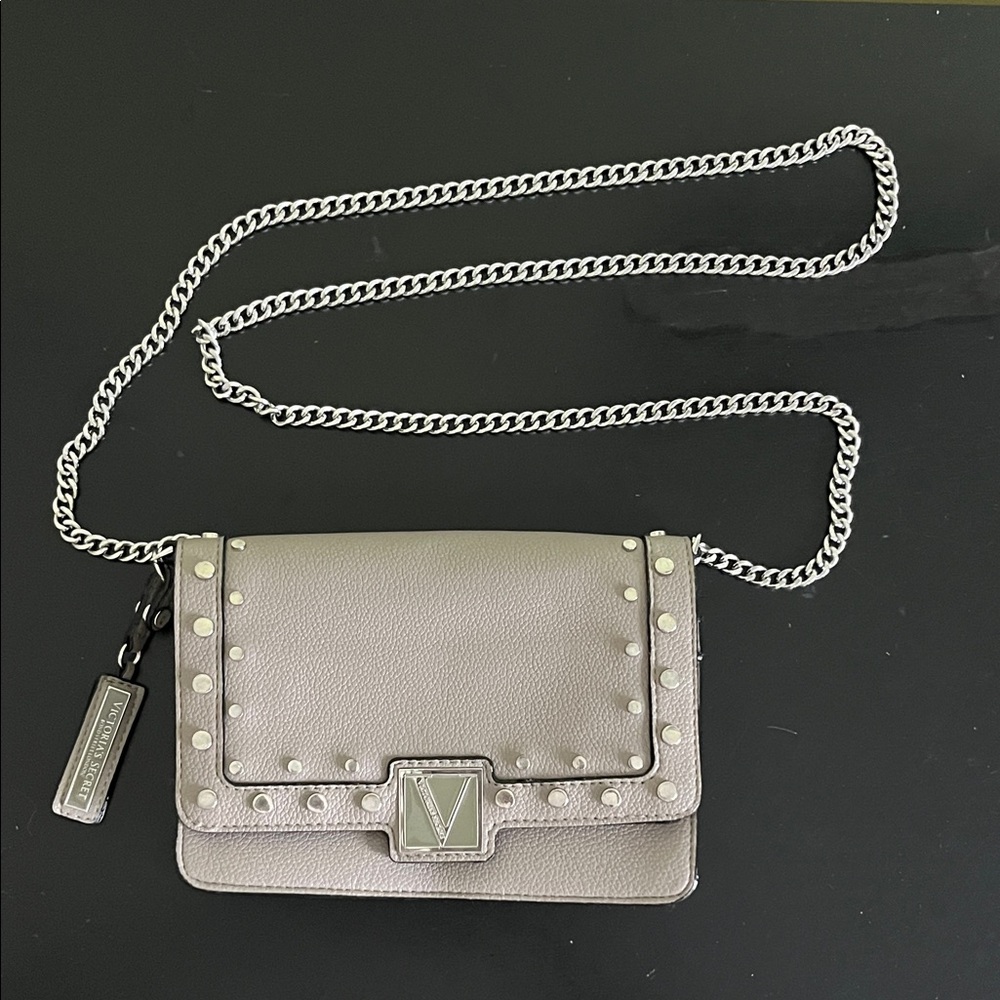VICTORIA'S SECRET The Victoria Micro Shoulder Bag Gray Silver Studs